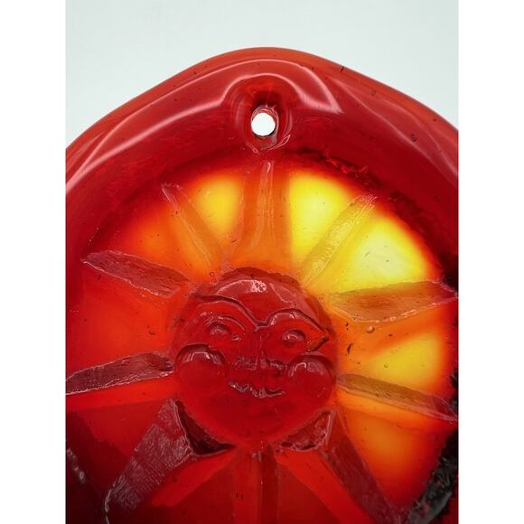 Blenko Ruby Red Amberina Art Glass Sunshine Suncatcher 3.5” Hanging Decor - Picture 2 of 10